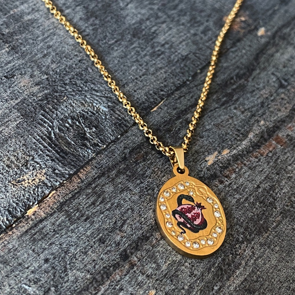 NEW Serpent & Pomegranate Rhinestone Layering Necklace - Picture 9 of 11